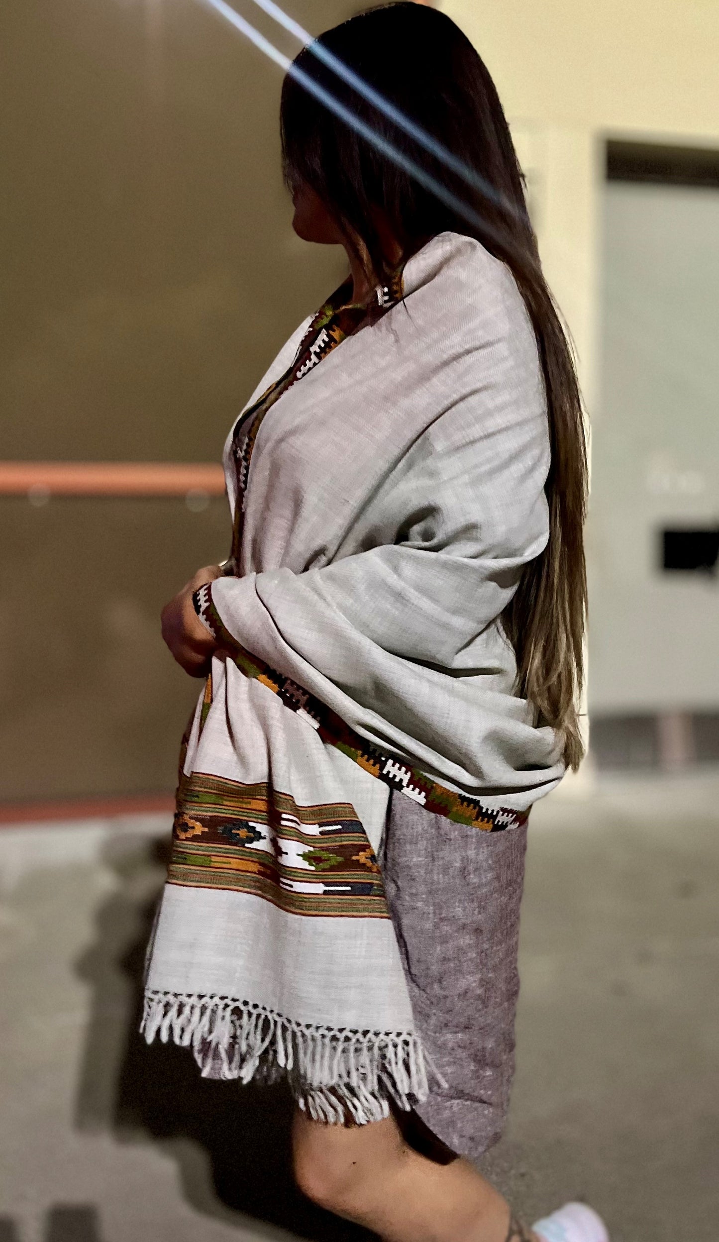 fashionable white shawl with western dresses